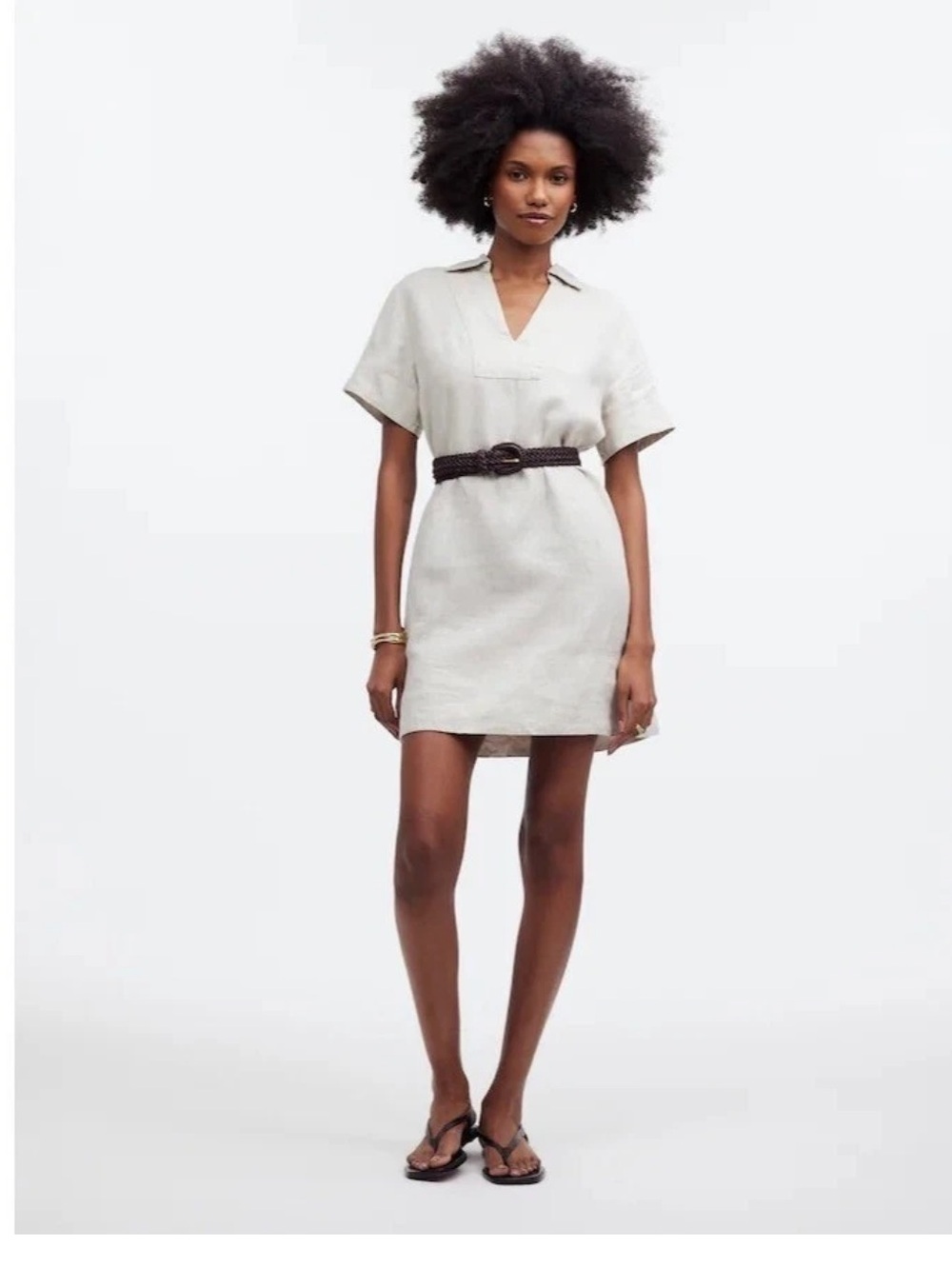 Madewell 100% Linen dress size S V-Neck Mini Dress in Light Beige - Picture 11 of 11